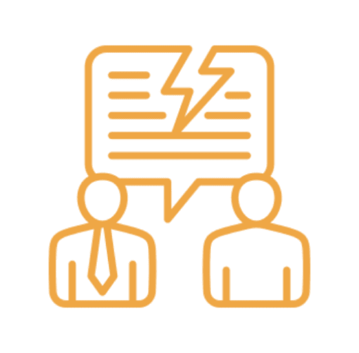 Two people chatting with speech bubbles above their heads.
