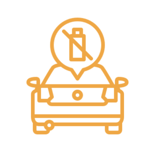 Icon of a car with a no parking symbol above it.