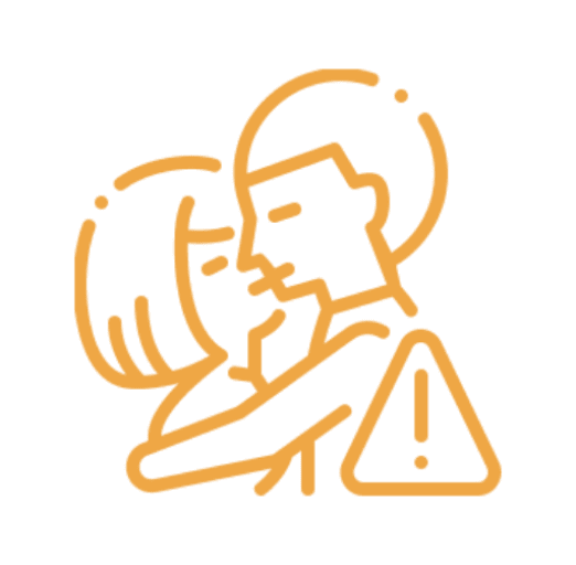 Abstract orange background with subtle heart shapes and a textured pattern.